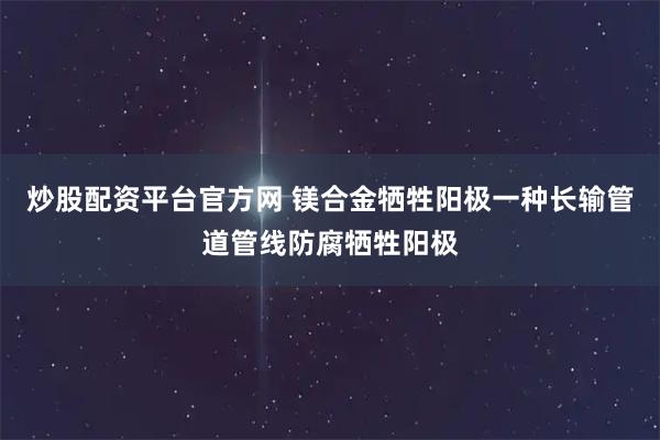 炒股配资平台官方网 镁合金牺牲阳极一种长输管道管线防腐牺牲阳极